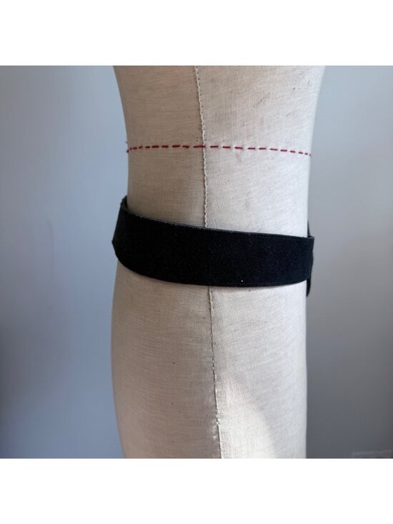 Black Suede Belt With Gold-Tone Buckle - Wide Waist Belt For Women main image 8
